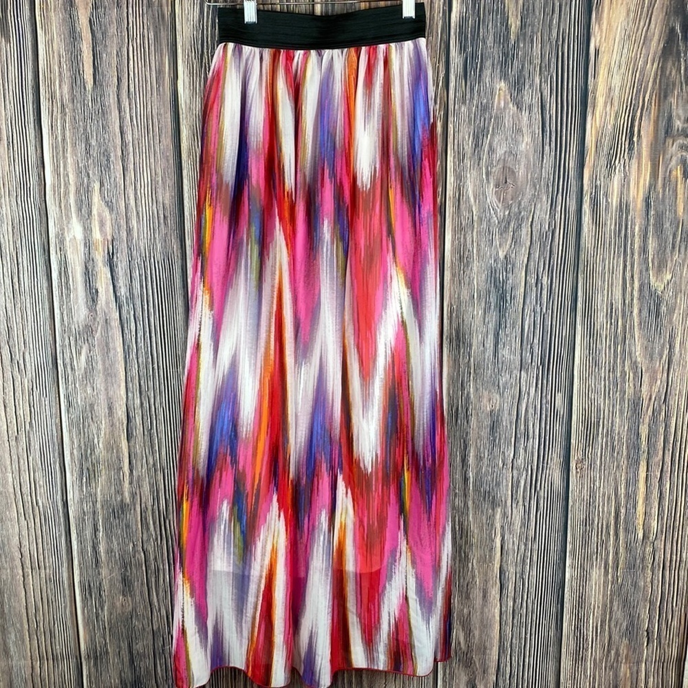 Woman’s Catch My I - Multi Colored Long Flowing Skirt- Size Medium